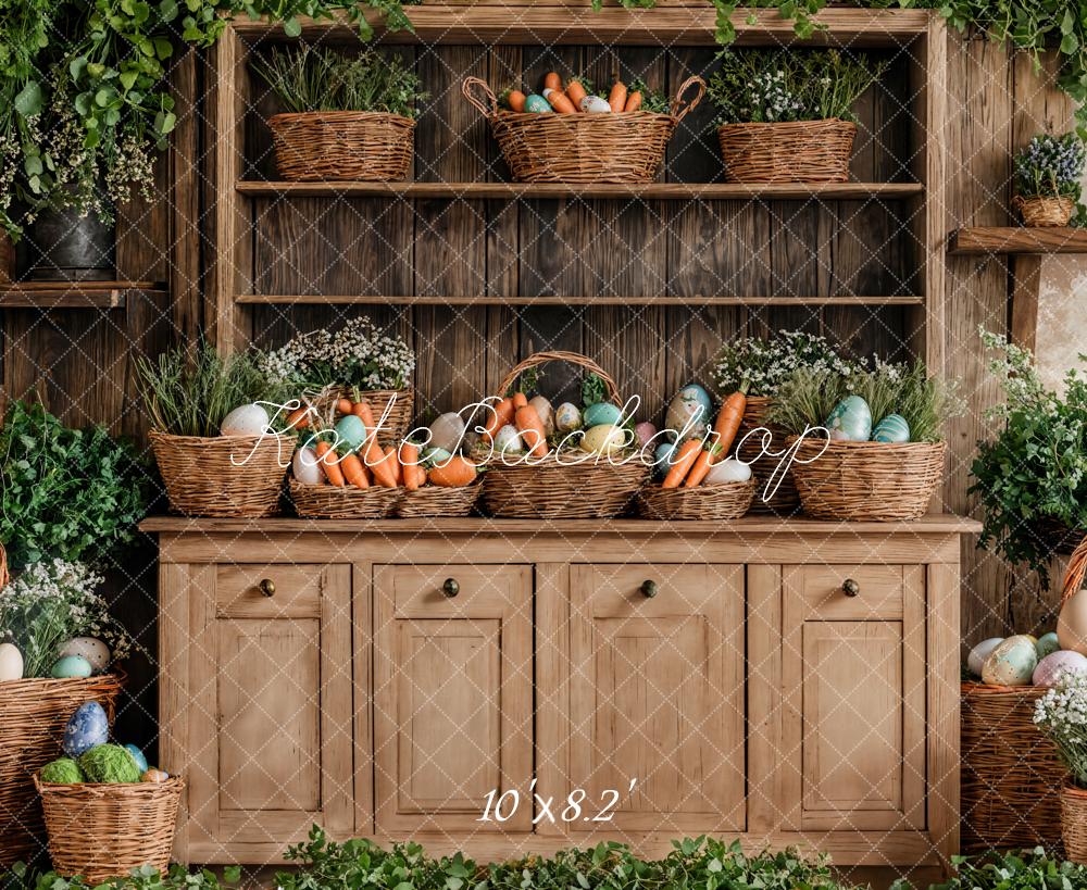 Kate Pâques Panier Bois Armoire Brun Toile de fond conçue par Emetselch - Kate Backdrop FR