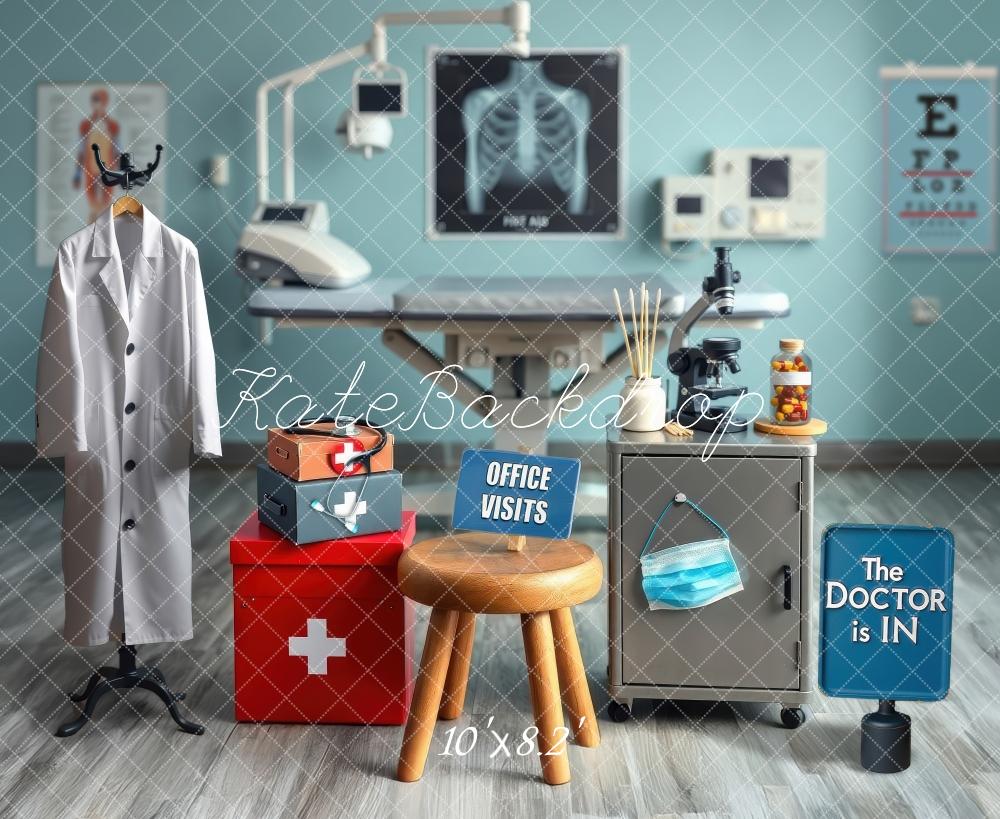 Kate Médecin Cabinet Médical Toile de fond conçue par Laura Bybee - Kate Backdrop FR