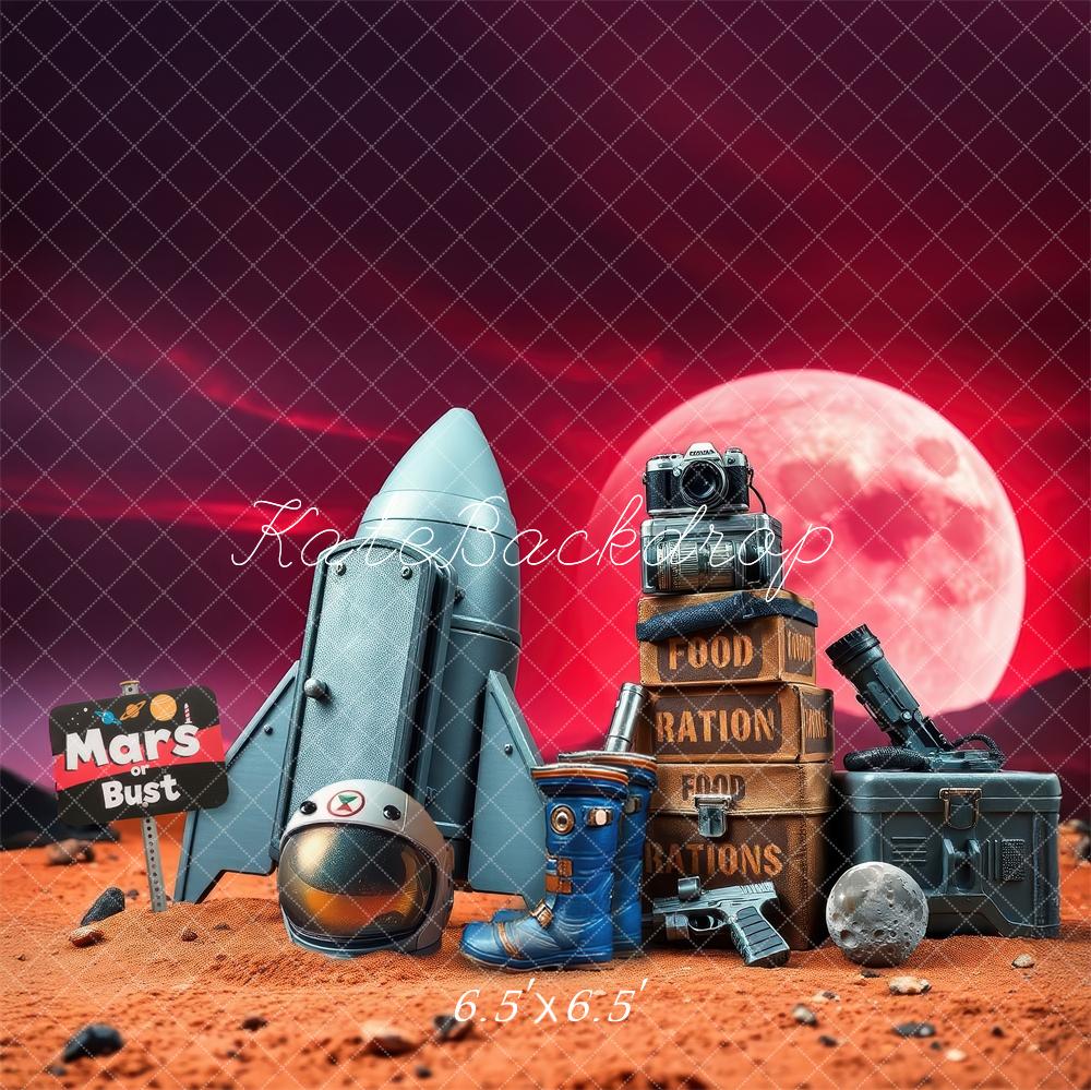 Kate Mars Fusée Astronaute Aventure Espace Toile de fond conçue par Laura Bybee - Kate Backdrop FR