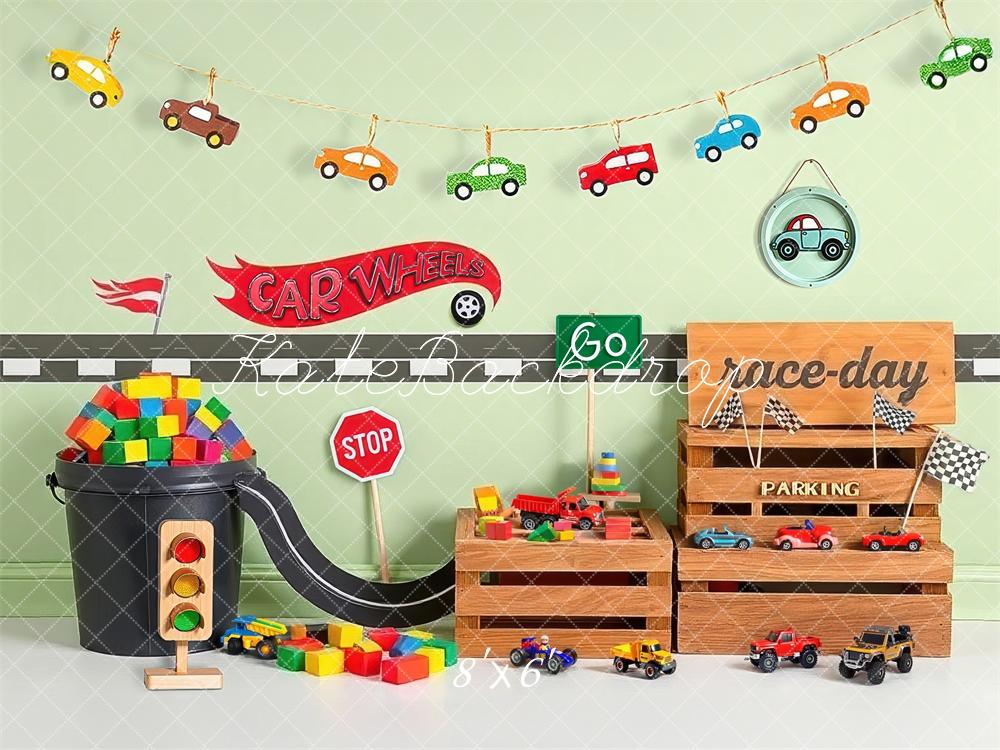 Kate Cake Smash Jouets Course de Voitures Toile de fond conçue par Laura Bybee - Kate Backdrop FR
