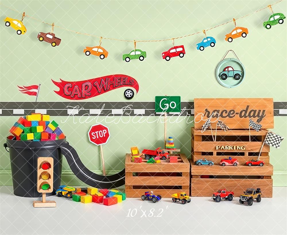 Kate Cake Smash Jouets Course de Voitures Toile de fond conçue par Laura Bybee - Kate Backdrop FR