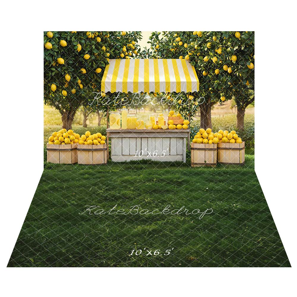Kate Été Stand de Citron Verger Toile de fond+Herbe Luxuriant Prairie Vert Sol Toile de fond - Kate Backdrop FR