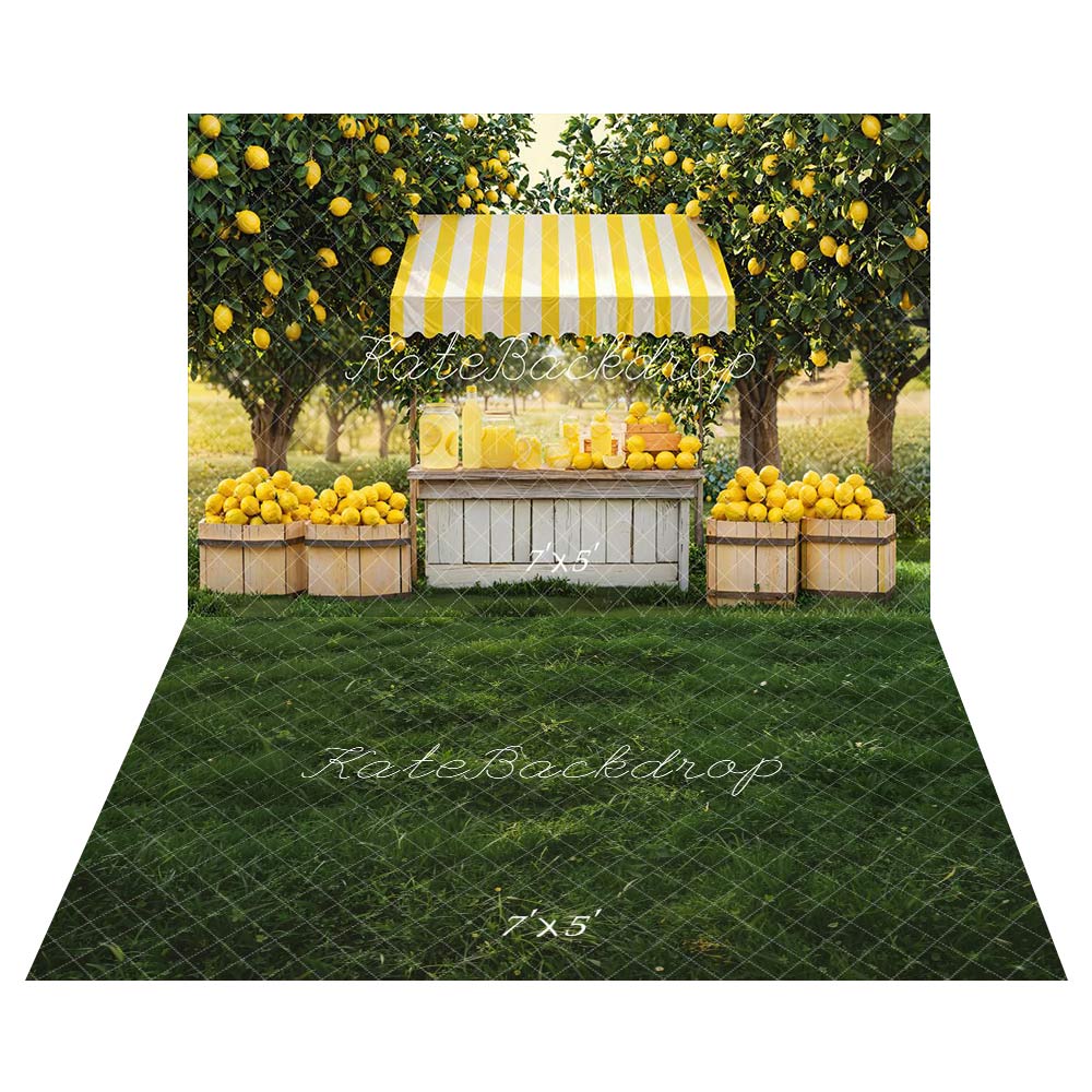 Kate Été Stand de Citron Verger Toile de fond+Herbe Luxuriant Prairie Vert Sol Toile de fond - Kate Backdrop FR