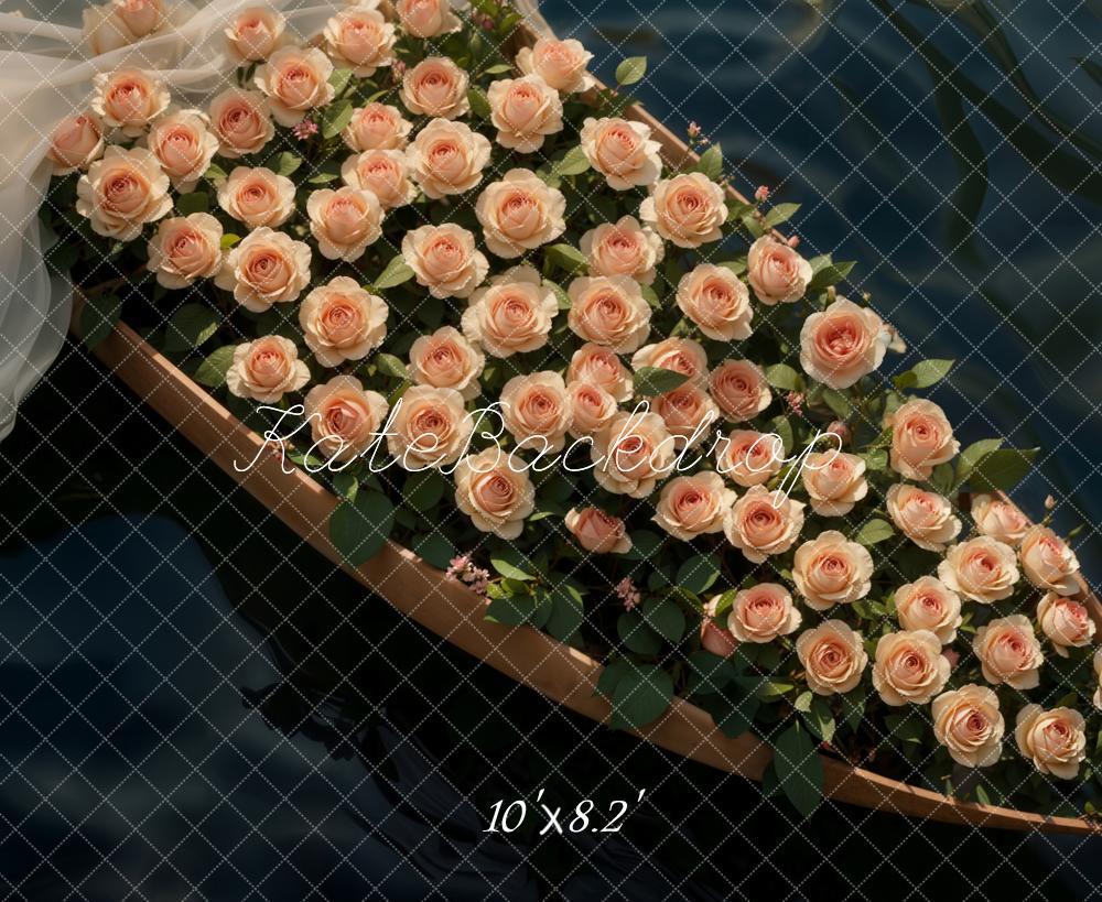 Kate Lac Fleurs Bateau Roses Toile de fond conçue par Emetselch - Kate Backdrop FR