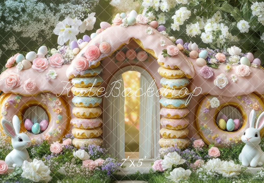 Kate Pâques Beignets sucrés Maison Extérieur Toile de fond conçue par Mini MakeBelieve - Kate Backdrop FR