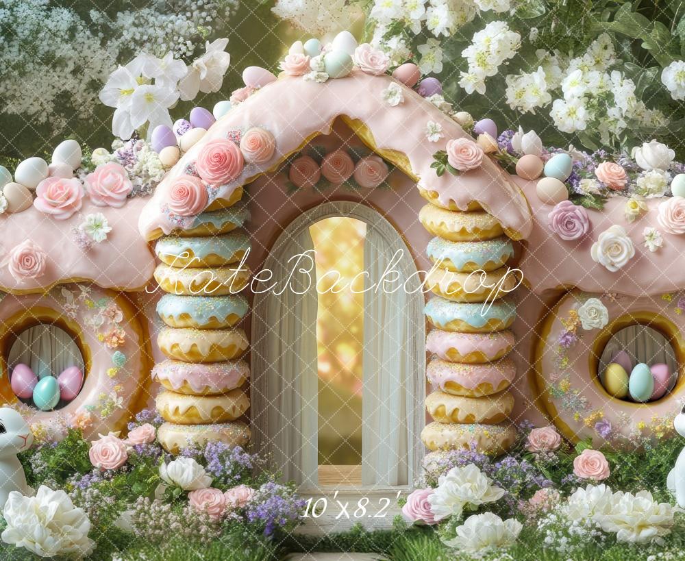 Kate Pâques Beignets sucrés Maison Extérieur Toile de fond conçue par Mini MakeBelieve - Kate Backdrop FR