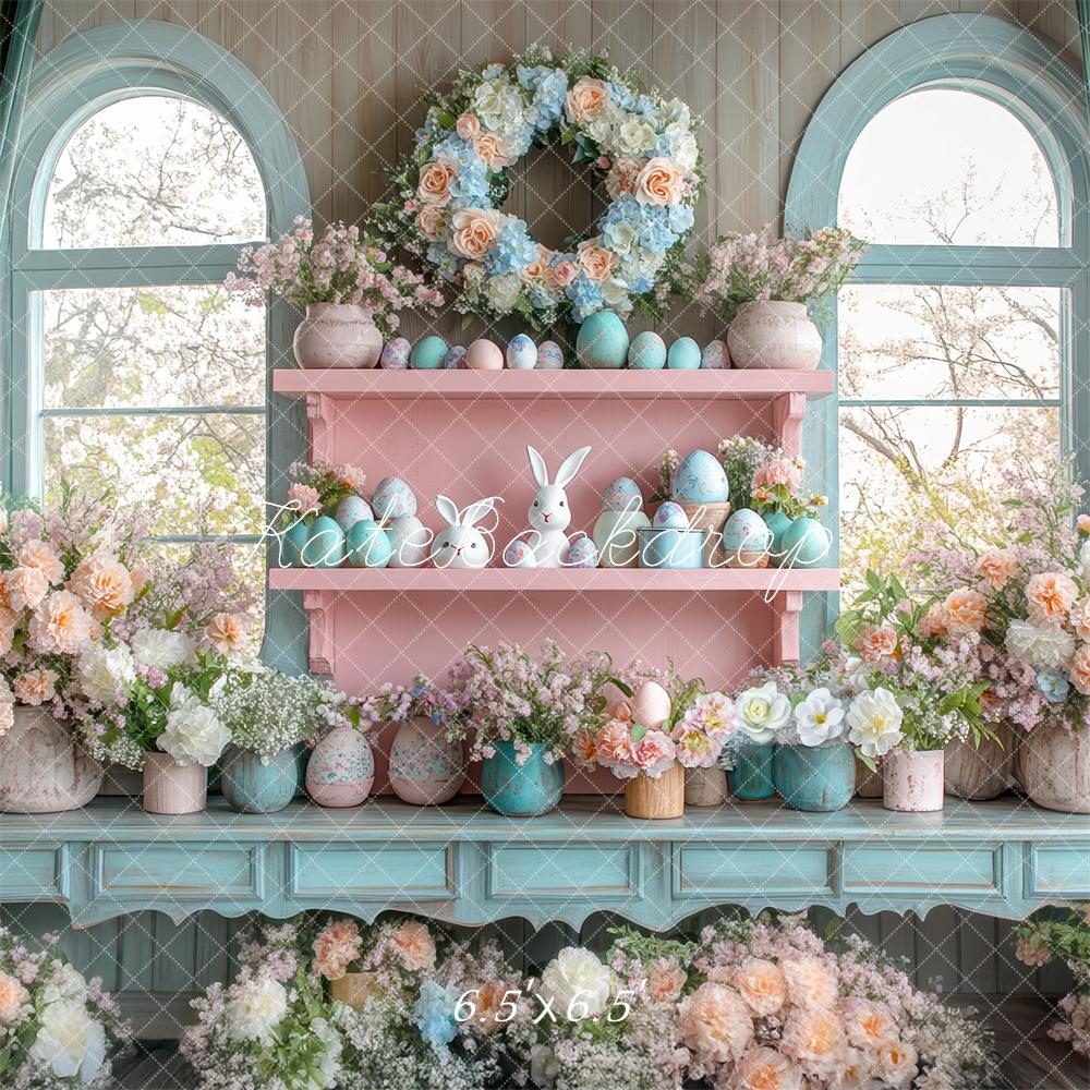 Kate Pâques Fenêtre Intérieur Fleurs Lapin Toile de fond conçue par Mini MakeBelieve - Kate Backdrop FR