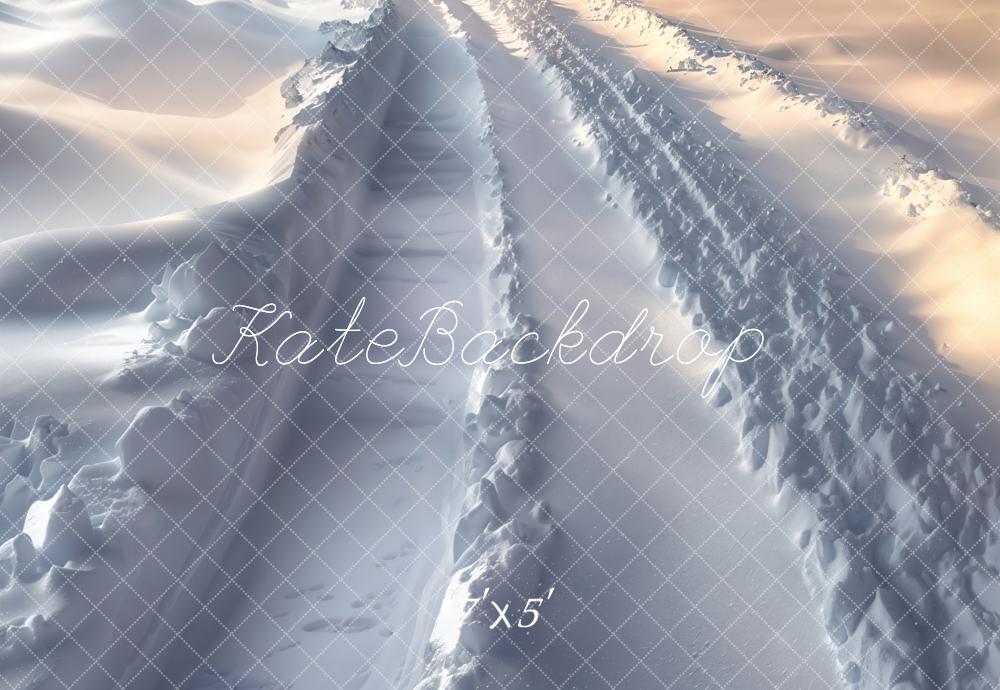 Kate Hiver Neige Route Traces de pneus Sol Toile de fond conçue par Emetselch - Kate Backdrop FR