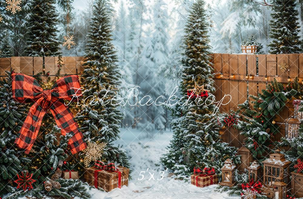 Kate Sapin de Noël Neige Forêt Cadeaux Toile de fond conçue par Emetselch - Kate Backdrop FR