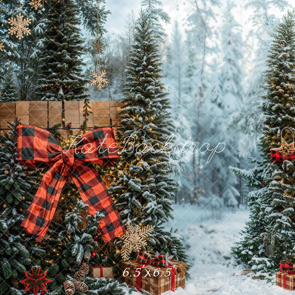 Kate Sapin de Noël Neige Forêt Cadeaux Toile de fond conçue par Emetselch - Kate Backdrop FR
