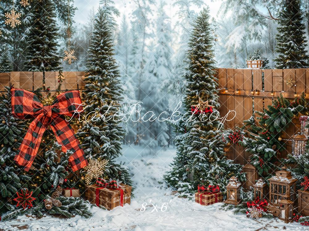 Kate Sapin de Noël Neige Forêt Cadeaux Toile de fond conçue par Emetselch - Kate Backdrop FR