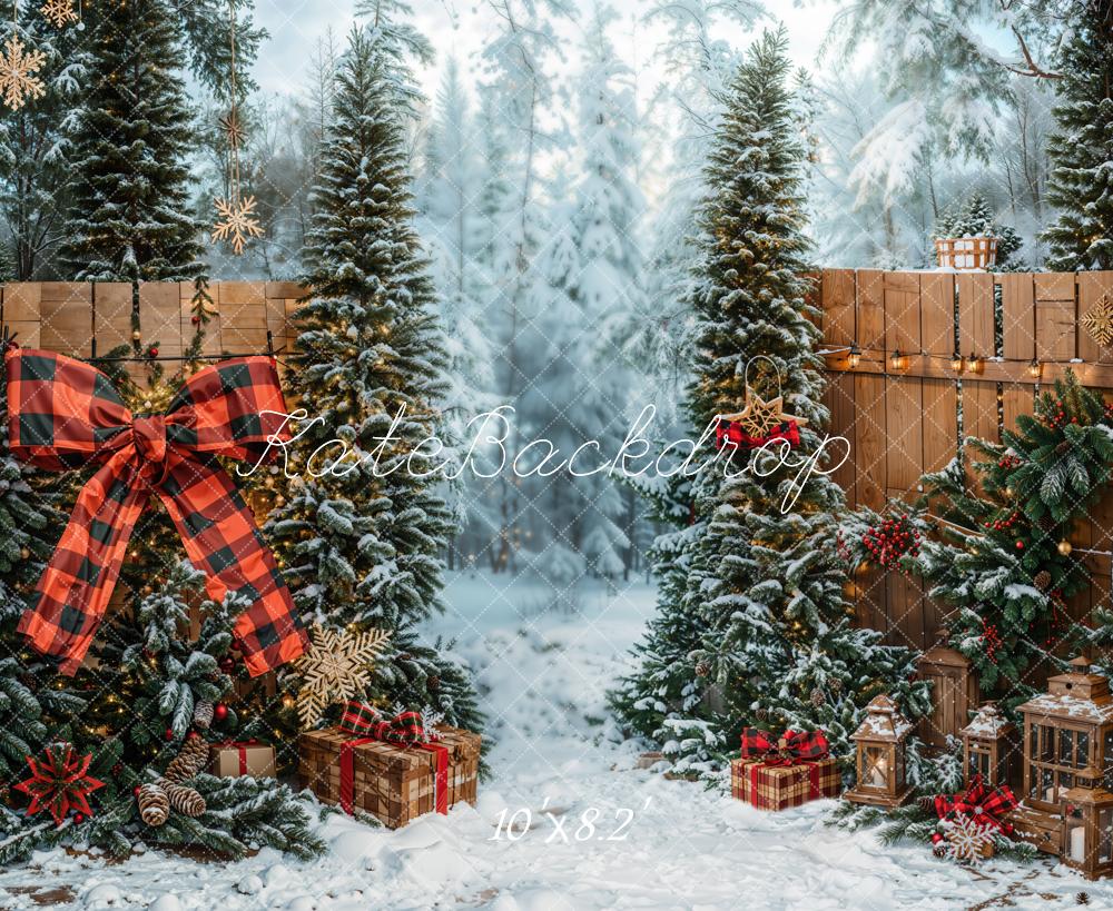 Kate Sapin de Noël Neige Forêt Cadeaux Toile de fond conçue par Emetselch - Kate Backdrop FR