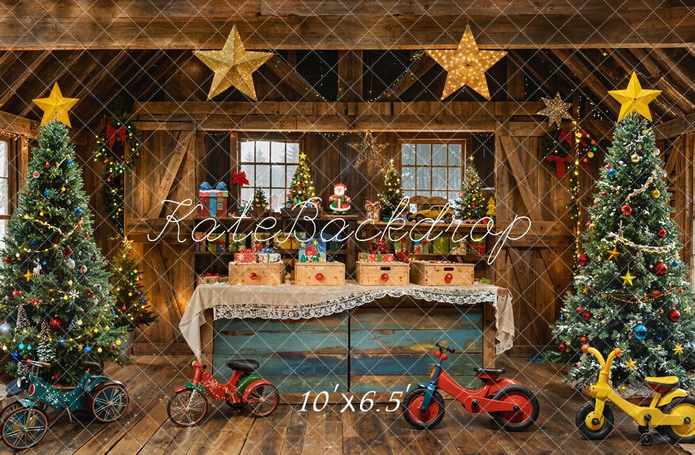 Kate Sapins de Noël Rustique Cadeaux Vélos Toile de fond conçue par Emetselch - Kate Backdrop FR