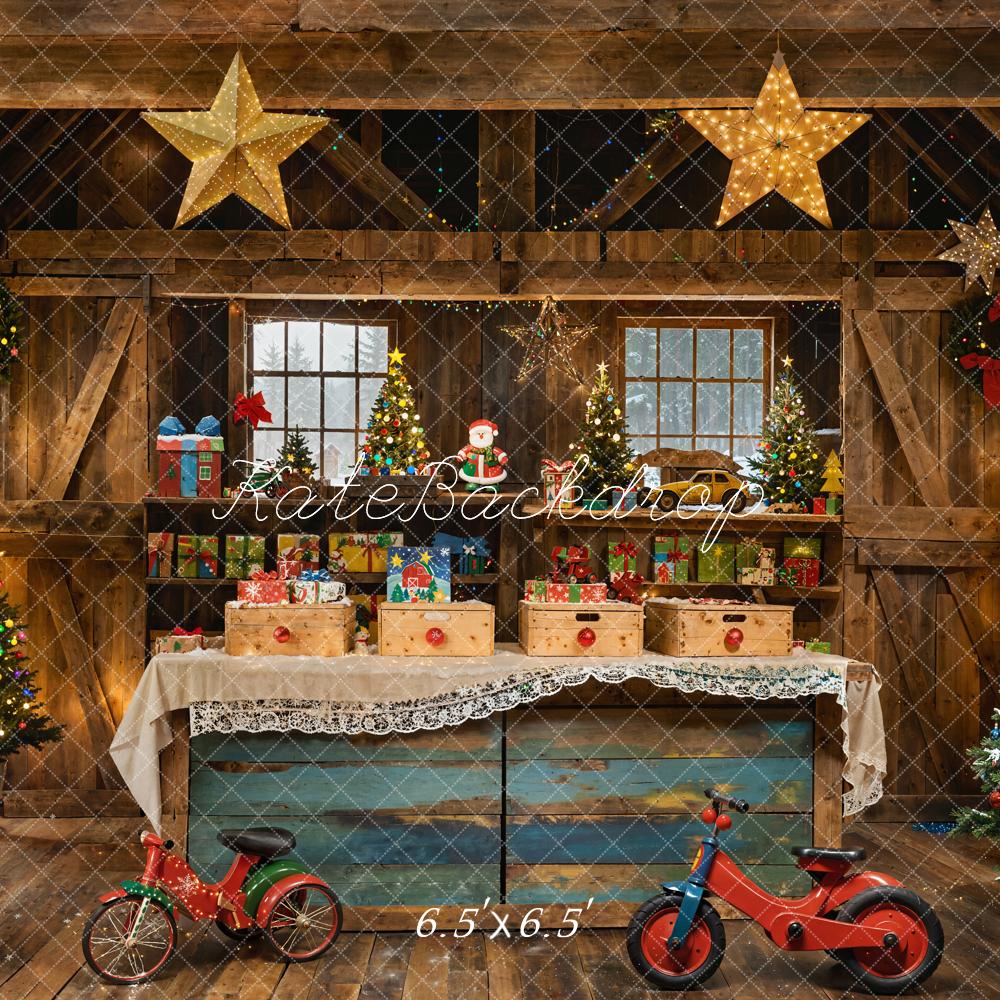 Kate Sapins de Noël Rustique Cadeaux Vélos Toile de fond conçue par Emetselch - Kate Backdrop FR