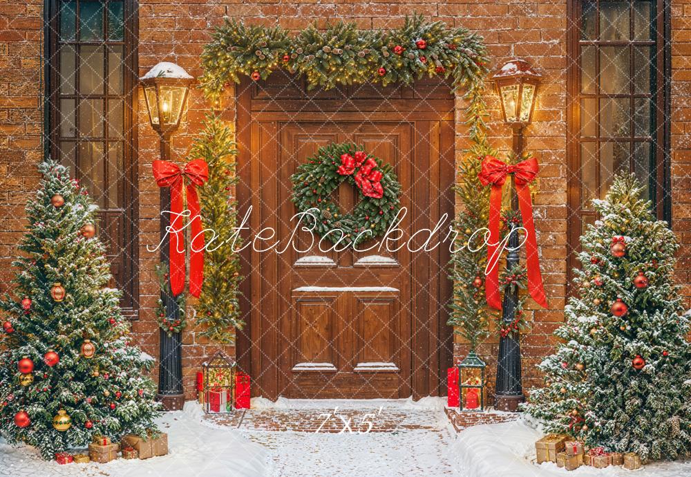 Kate Sapin de Noël Porte Lumières Neige Toile de fond conçue par Emetselch - Kate Backdrop FR