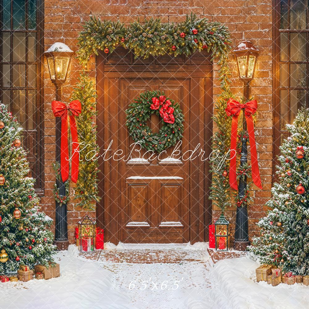 Kate Sapin de Noël Porte Lumières Neige Toile de fond conçue par Emetselch - Kate Backdrop FR
