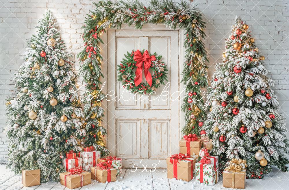 Kate Sapin de Noël Porte Neige Cadeaux Toile de fond conçue par Emetselch - Kate Backdrop FR