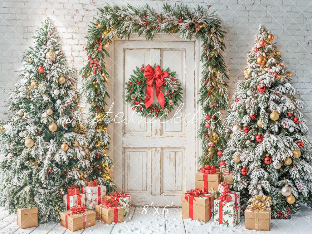 Kate Sapin de Noël Porte Neige Cadeaux Toile de fond conçue par Emetselch - Kate Backdrop FR