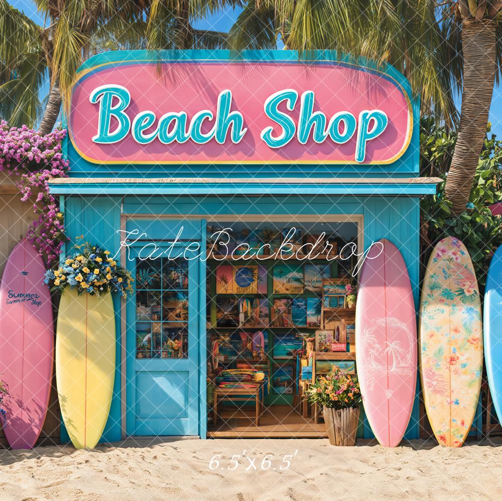 Kate Été Boutique de Plage Fleurs Toile de fond conçue par Emetselch - Kate Backdrop FR