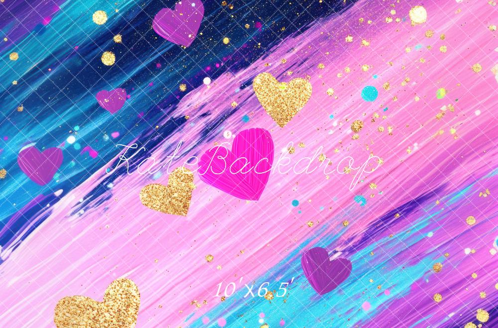 Kate Cœurs Colorés Abstrait Rose Toile de fond conçue par Mini MakeBelieve - Kate Backdrop FR