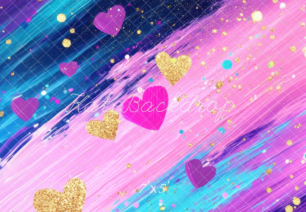 Kate Cœurs Colorés Abstrait Rose Toile de fond conçue par Mini MakeBelieve - Kate Backdrop FR