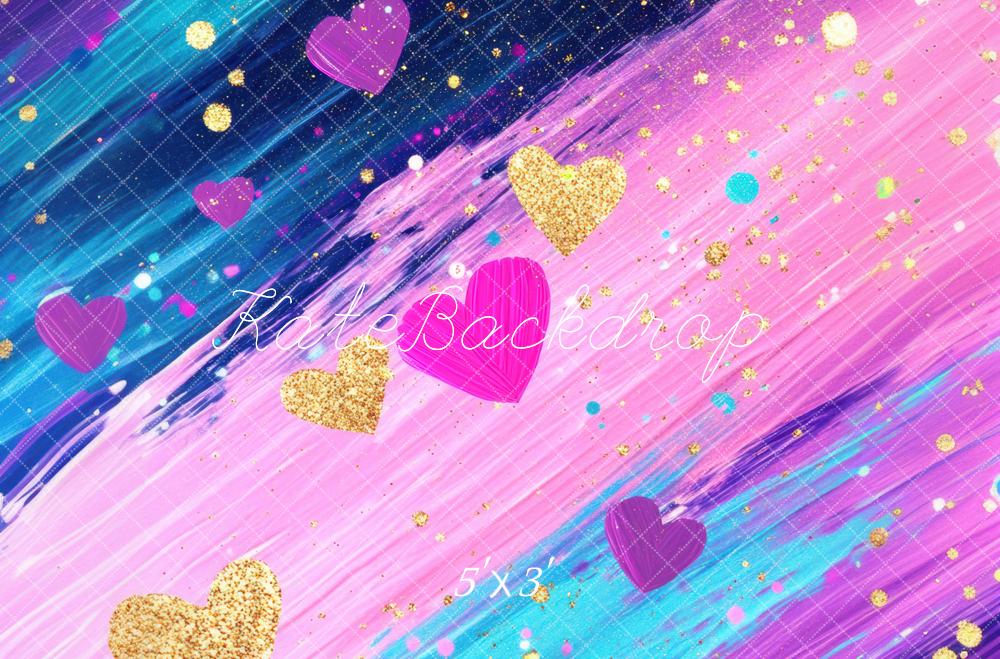 Kate Cœurs Colorés Abstrait Rose Toile de fond conçue par Mini MakeBelieve - Kate Backdrop FR