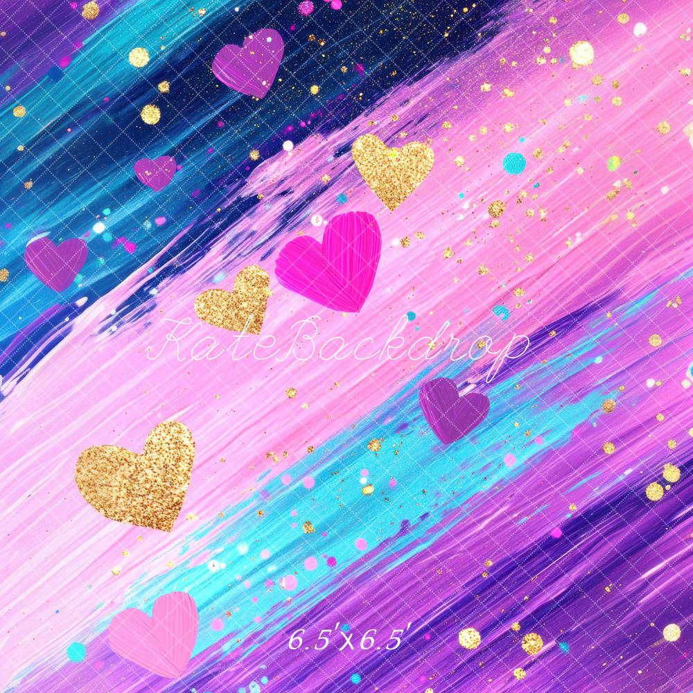 Kate Cœurs Colorés Abstrait Rose Toile de fond conçue par Mini MakeBelieve - Kate Backdrop FR