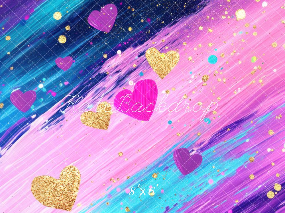 Kate Cœurs Colorés Abstrait Rose Toile de fond conçue par Mini MakeBelieve - Kate Backdrop FR