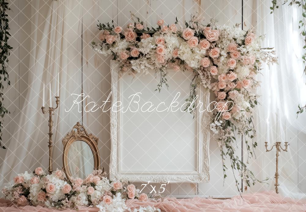Kate Mariage Fleurs Miroir Rideaux Toile de fond conçue par Patty Roberts - Kate Backdrop FR