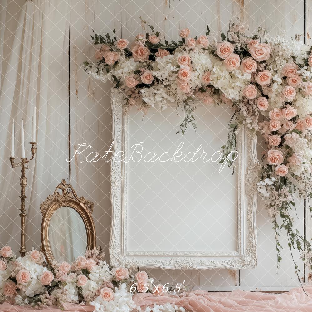 Kate Mariage Fleurs Miroir Rideaux Toile de fond conçue par Patty Roberts - Kate Backdrop FR