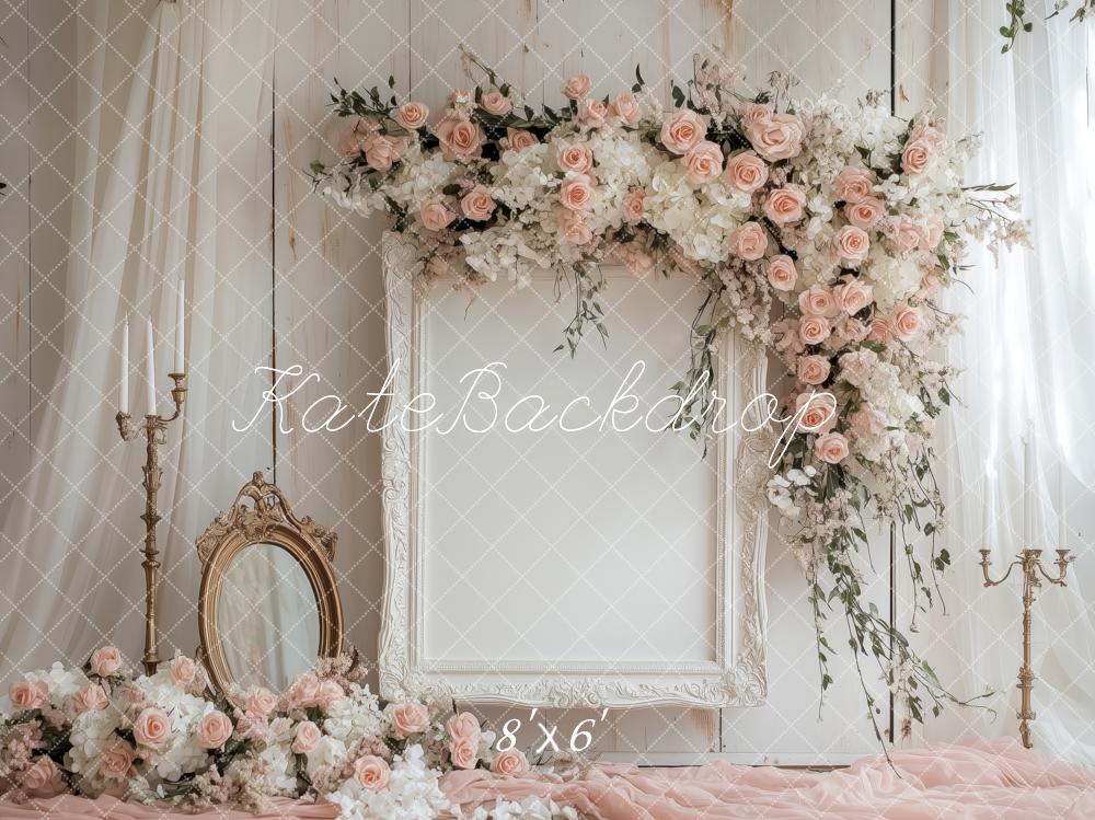 Kate Mariage Fleurs Miroir Rideaux Toile de fond conçue par Patty Roberts - Kate Backdrop FR