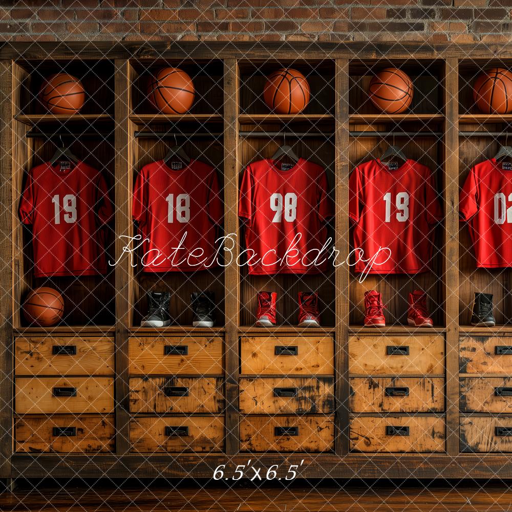 Kate Basket-ball Vestiaires Sport Toile de fond conçue par Patty Roberts - Kate Backdrop FR
