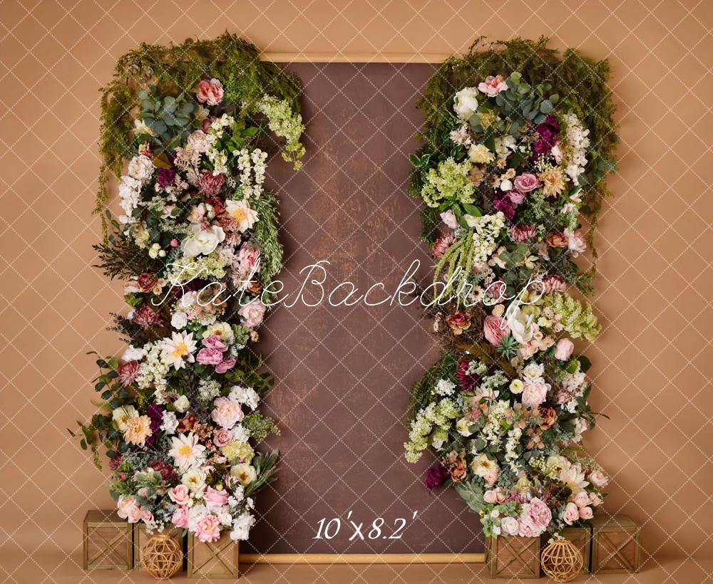 Kate Fleurs Rustique Mur Marron Toile de fond conçue par Mandy Ringe - Kate Backdrop FR