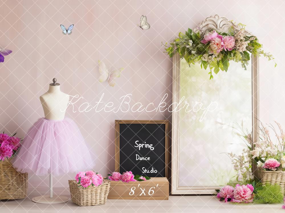 Kate Printemps Studio de ballet Miroir Anniversaire Toile de fond conçue par Patty Roberts - Kate Backdrop FR