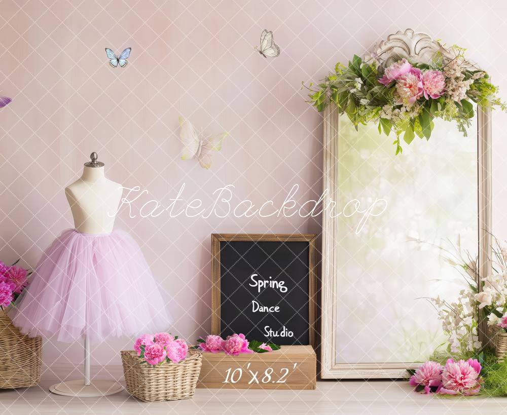 Kate Printemps Studio de ballet Miroir Anniversaire Toile de fond conçue par Patty Roberts - Kate Backdrop FR