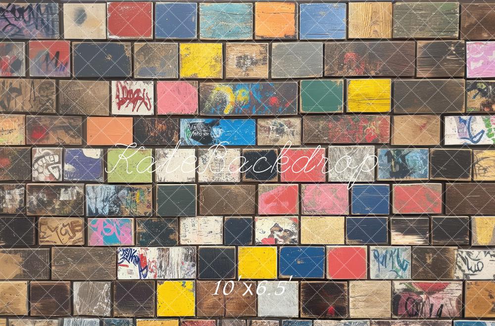 Kate Graffiti Punk Carrelage Sol/Mur Toile de fond conçue par Mini MakeBelieve - Kate Backdrop FR