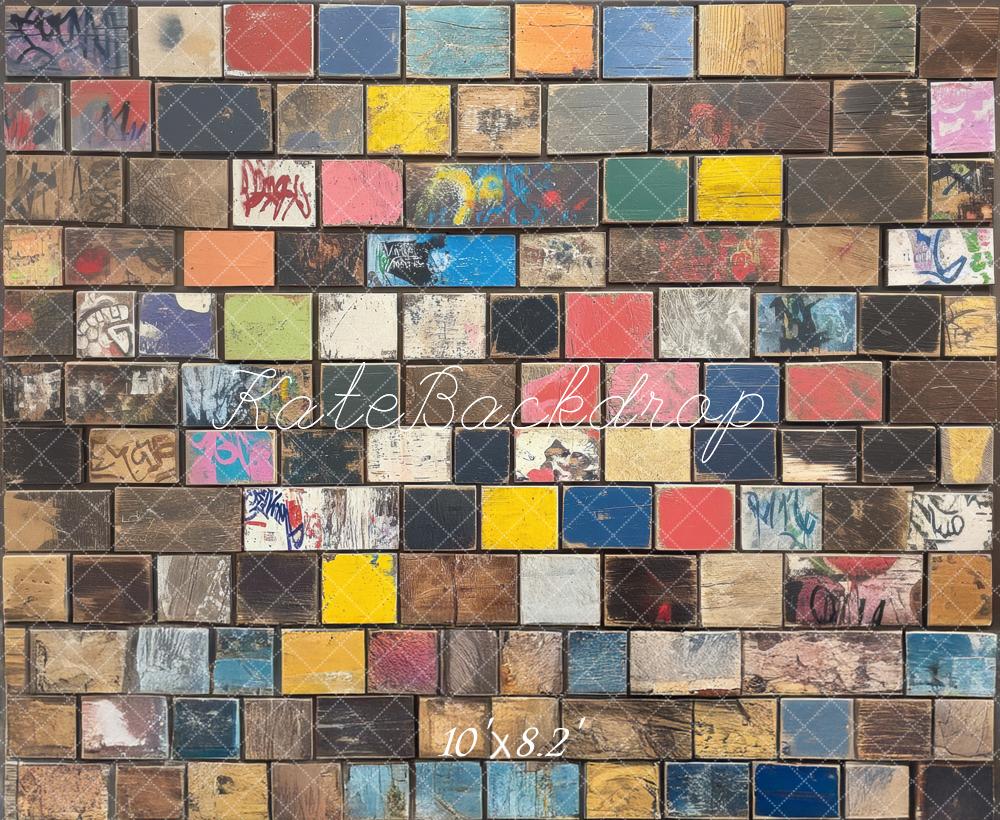 Kate Graffiti Punk Carrelage Sol/Mur Toile de fond conçue par Mini MakeBelieve - Kate Backdrop FR