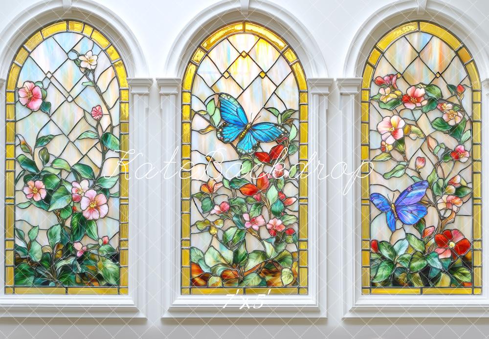 Kate Vitrail Papillon Fleur Arche Toile de fond conçue par Mini MakeBelieve - Kate Backdrop FR