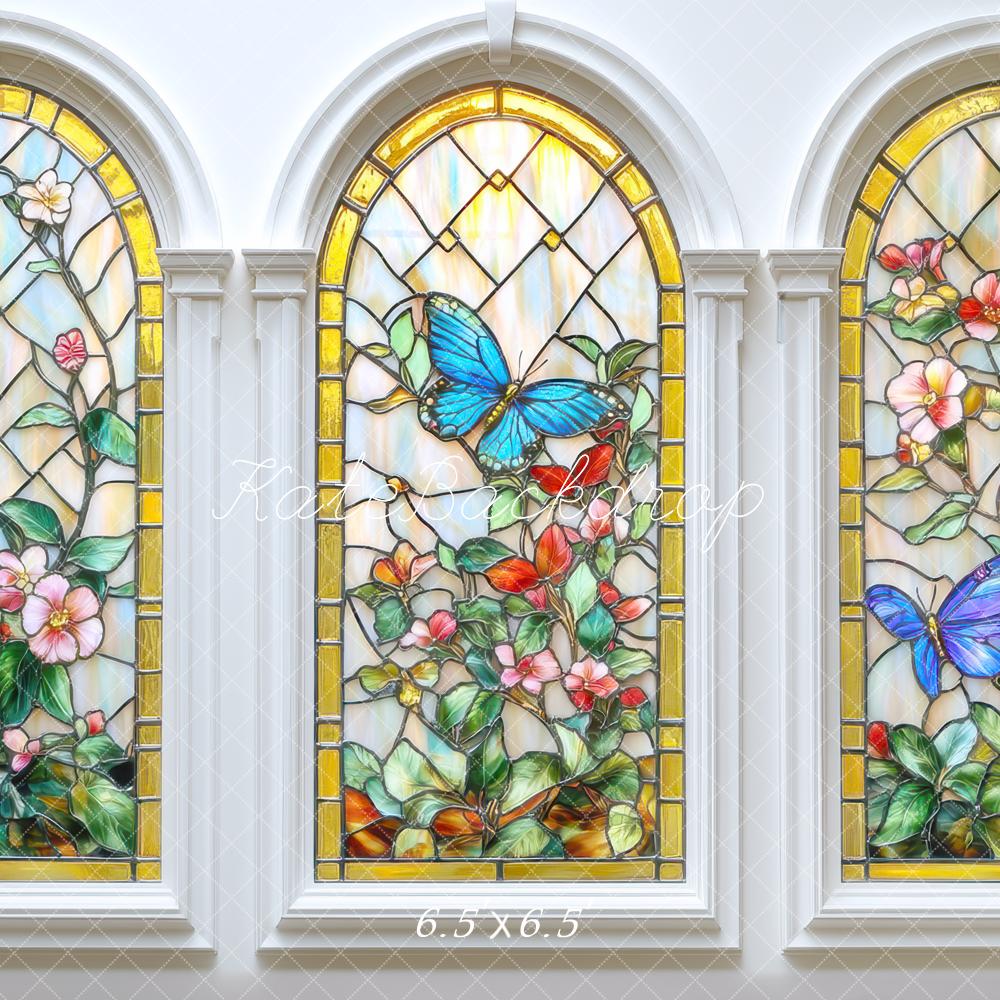 Kate Vitrail Papillon Fleur Arche Toile de fond conçue par Mini MakeBelieve - Kate Backdrop FR