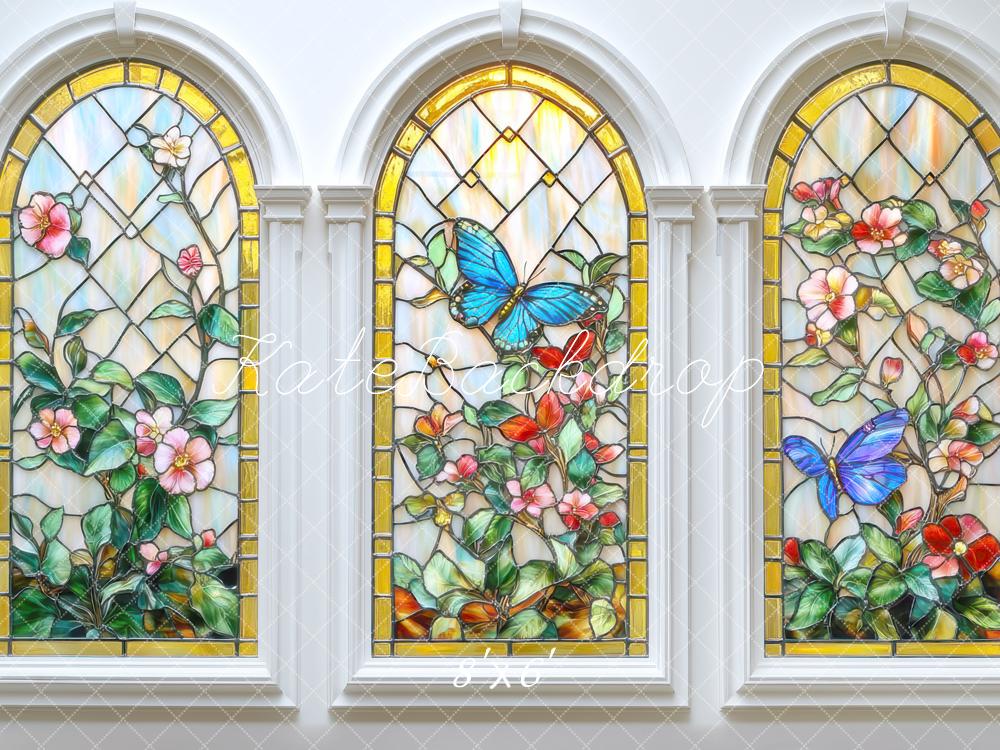 Kate Vitrail Papillon Fleur Arche Toile de fond conçue par Mini MakeBelieve - Kate Backdrop FR