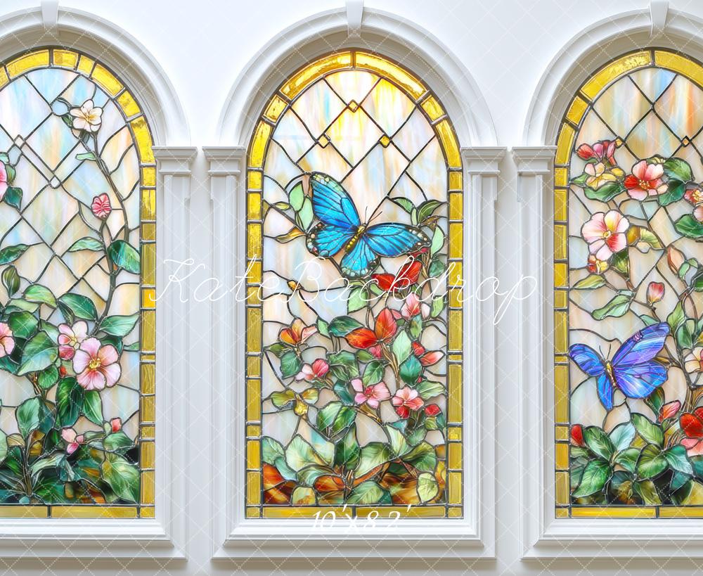 Kate Vitrail Papillon Fleur Arche Toile de fond conçue par Mini MakeBelieve - Kate Backdrop FR