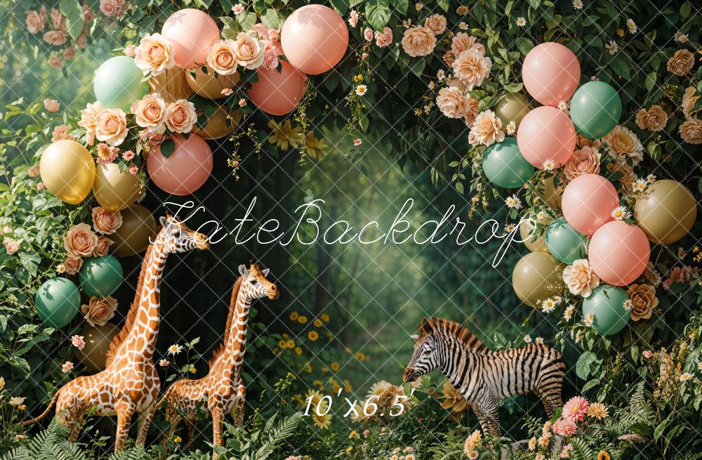 Kate Cake Smash Jungle Animal Arche Toile de fond conçue par Emetselch - Kate Backdrop FR