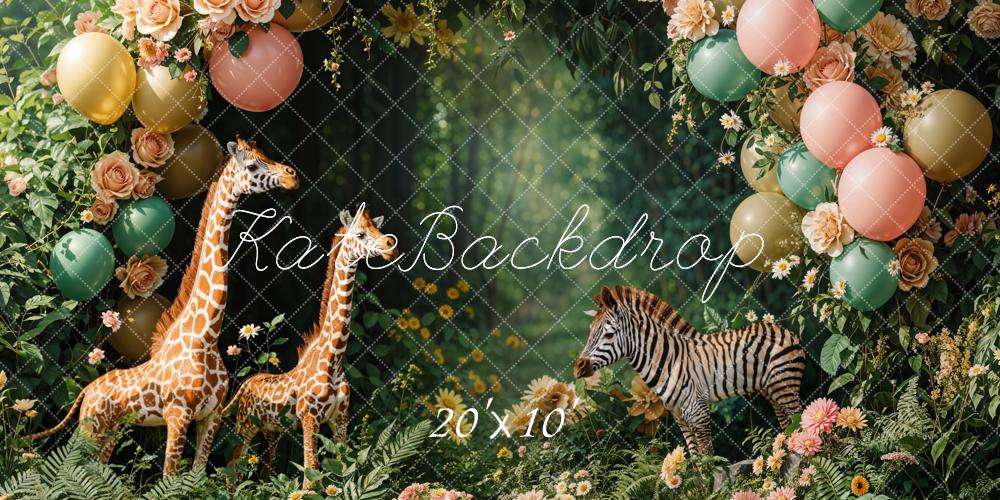 Kate Cake Smash Jungle Animal Arche Toile de fond conçue par Emetselch - Kate Backdrop FR