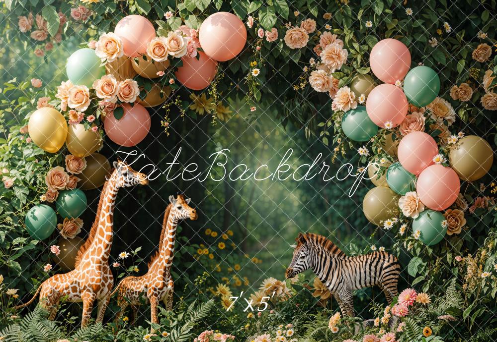 Kate Cake Smash Jungle Animal Arche Toile de fond conçue par Emetselch - Kate Backdrop FR