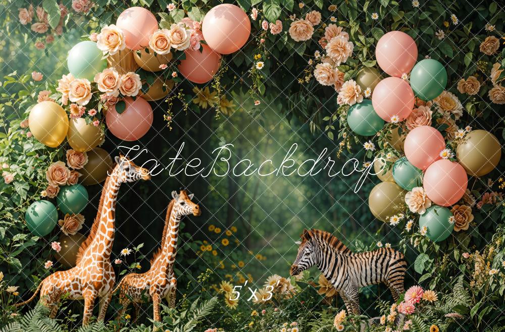 Kate Cake Smash Jungle Animal Arche Toile de fond conçue par Emetselch - Kate Backdrop FR