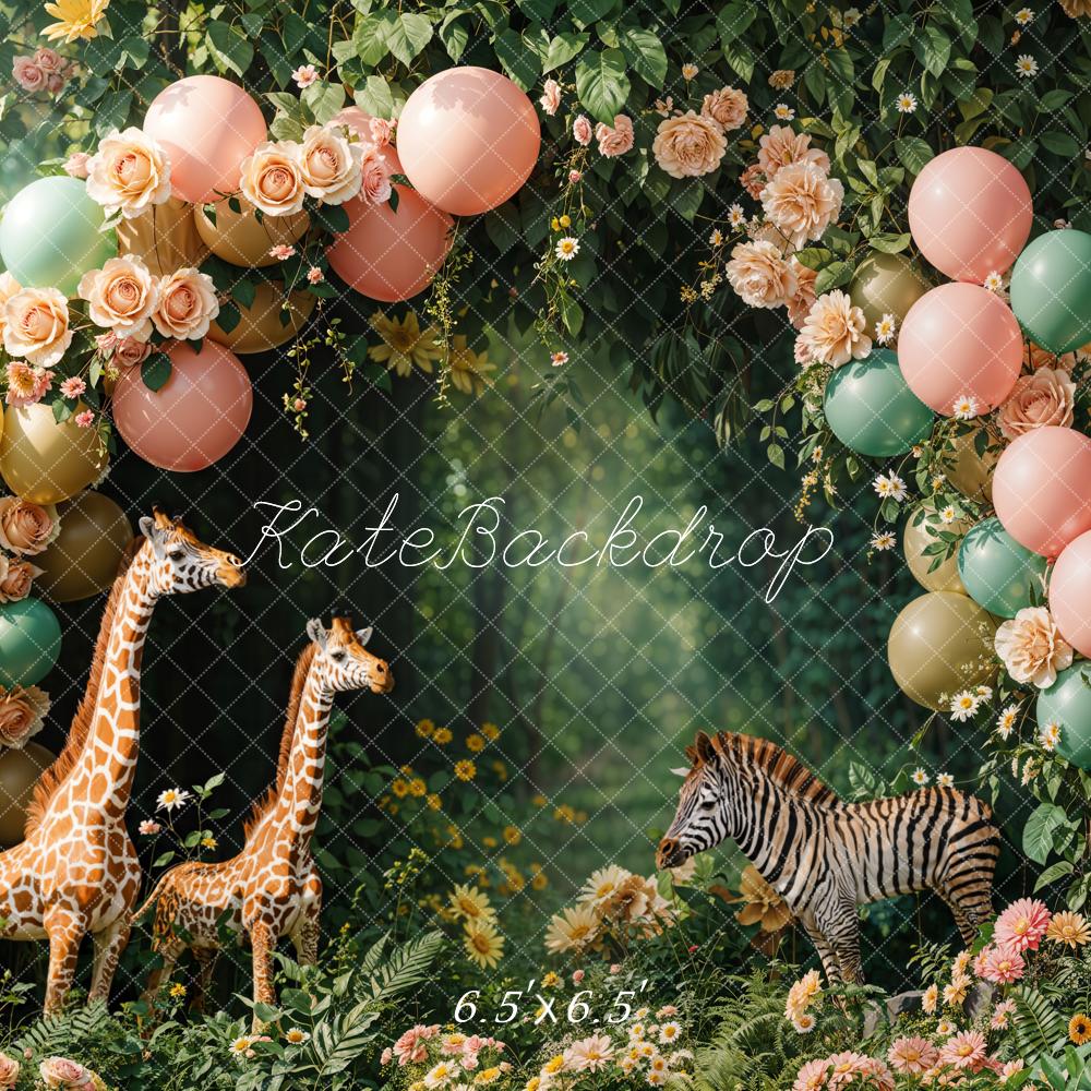 Kate Cake Smash Jungle Animal Arche Toile de fond conçue par Emetselch - Kate Backdrop FR