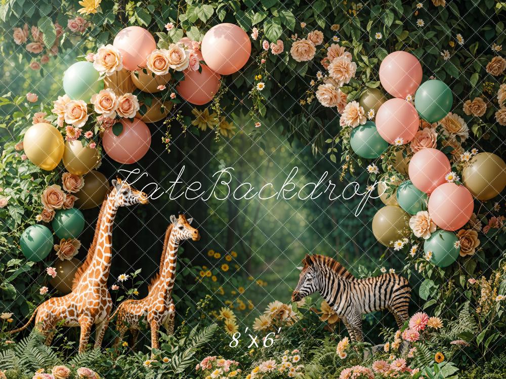 Kate Cake Smash Jungle Animal Arche Toile de fond conçue par Emetselch - Kate Backdrop FR