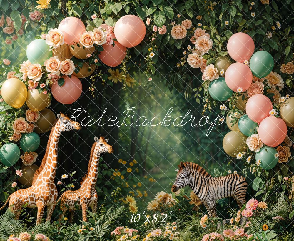 Kate Cake Smash Jungle Animal Arche Toile de fond conçue par Emetselch - Kate Backdrop FR