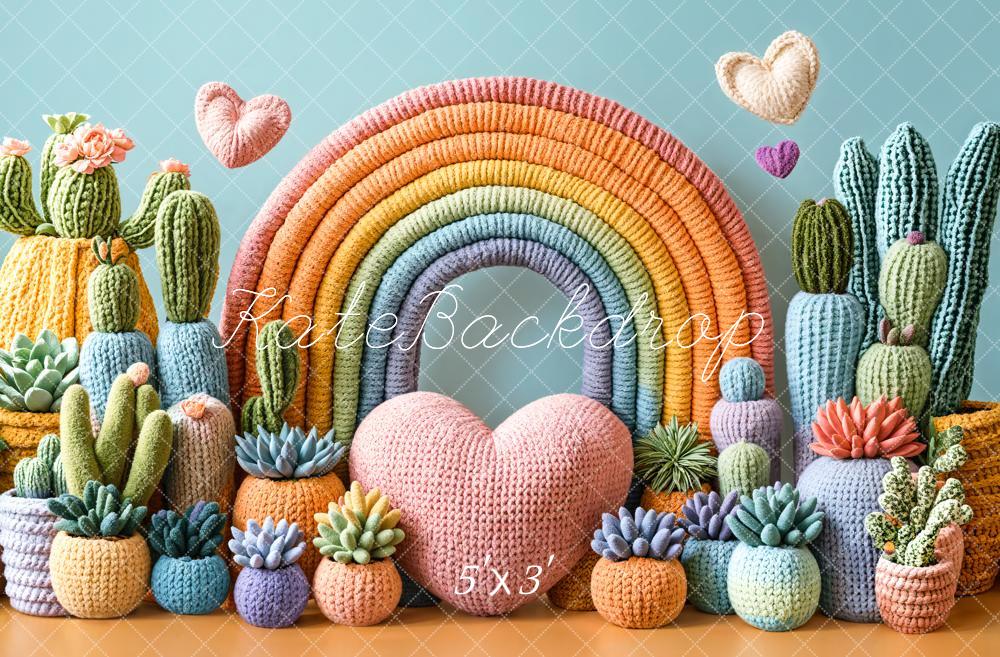 Kate Arc-en-ciel Cactus Tricot Cake Smash Toile de fond conçue par Emetselch - Kate Backdrop FR