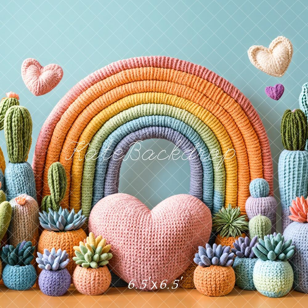 Kate Arc-en-ciel Cactus Tricot Cake Smash Toile de fond conçue par Emetselch - Kate Backdrop FR
